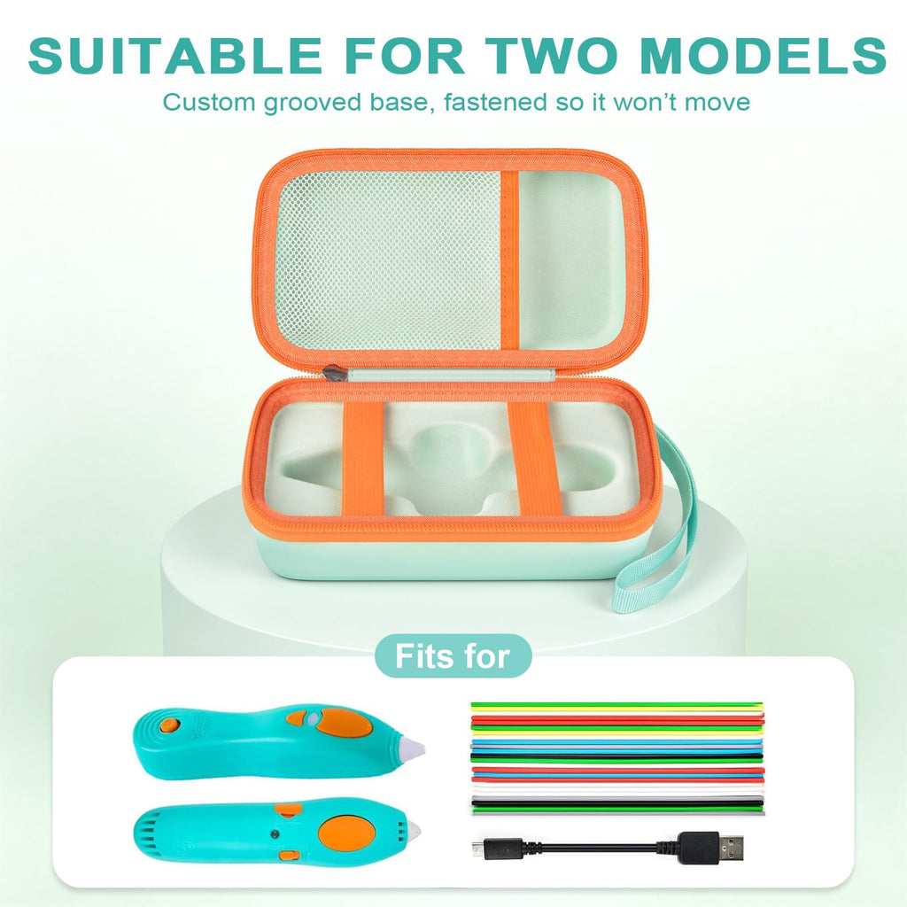 ANKHOH Organizer Case for 3Doodler Start+ Essentials 3D Pen for Kids, EVA Shell/Wrist Strap, Drop-Proof Water-Resistant, Stores for 3d Pen Filament USB for Travel/Home/School (Mint Green, Case Only)