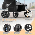 Magshion 3-Wheel Pet Stroller, Foldable Travel Jogger for Small & Medium Dogs & Cats (Up to 33lbs), Lightweight Carrier with Breathable Mesh Cover, Cup Holder & Storage Basket, Black