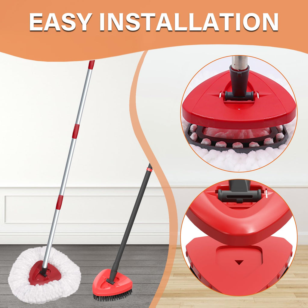 Fatmass 5 Pack Spin Mop Head Replacement for O Cedar EasyWring 1-Tank System,Include 4 Mop Replace Heads + 1 Upgrade Scrubber Brush, 100% Microfiber Mop Refills Deep Cleaning Machine Washable