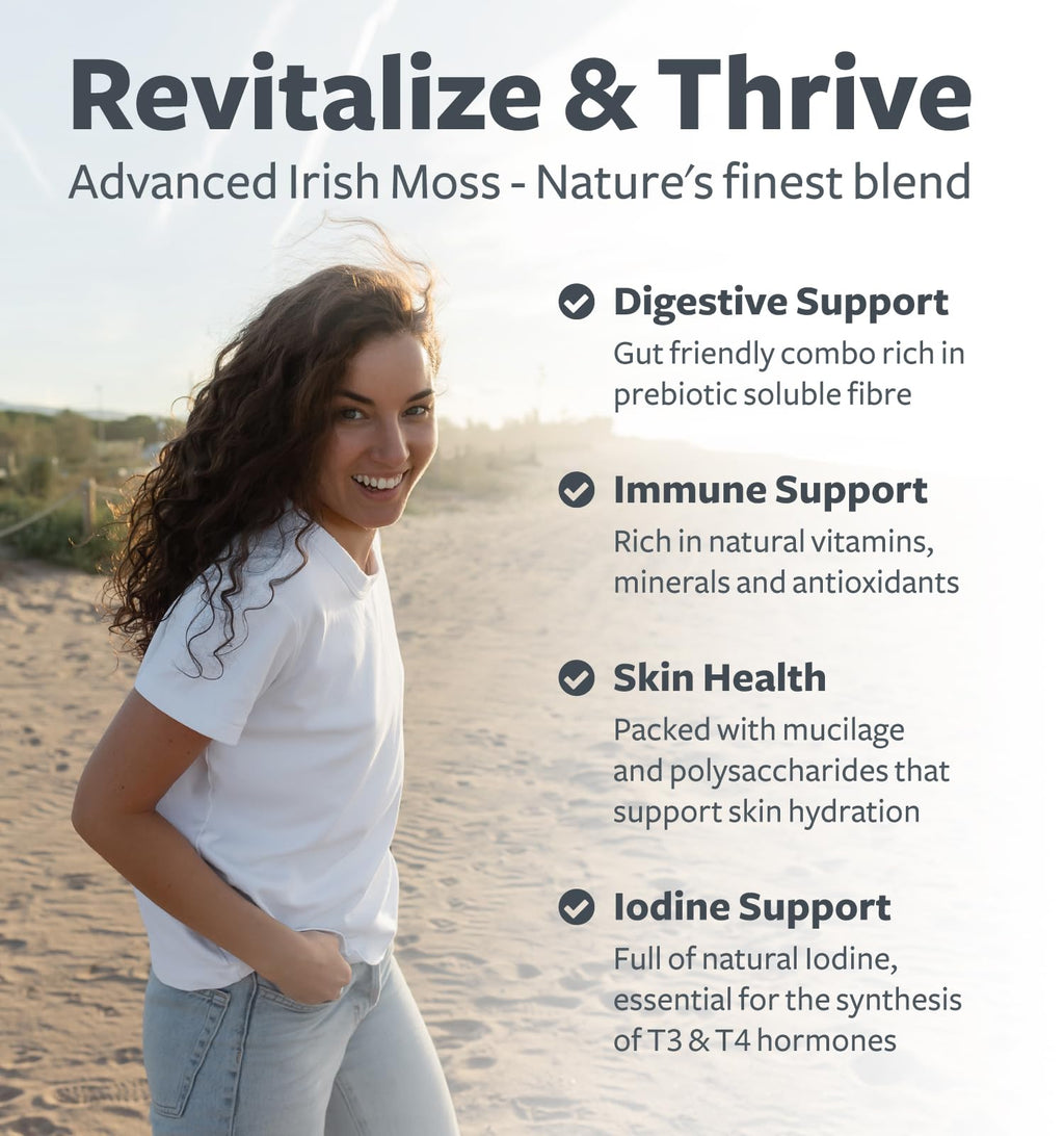 Organic Irish Sea Moss Capsules - Organic Sea Moss Capsules with Bladderwrack Burdock Root and Black Pepper Extract for Enhanced Absorption - Vegan Non-GMO & Made in The USA (2 Month Supply)