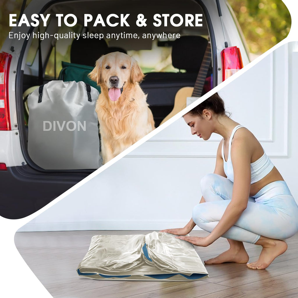 DIVON Air Mattress Full with Built in Pump,18’’Thicken Inflatable Mattress in 3 Mins,Foldable Blow Up Mattress,Portable Full Size Air Mattress for Camping,Travel&Floor,Air Bed for Adults,660lbs