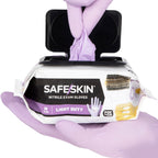 SAFESKIN Nitrile Disposable Gloves, 50-Count Pack, Light Duty, Large Size, Powder Free - For Food Handling, First Aid, Hair Coloring, Baby and Pet Care - Premium Medical Exam Gloves