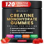 ZyterX Creatine Monohydrate Gummies for Men & Women, 9000MG Creatine Gummies Sugar Free with L-Taurine, BCAA 2:1, B12 B6 for Boost Strength, Focus & Endurance, Vegan, Non-GMO, Strawberry, 120pcs