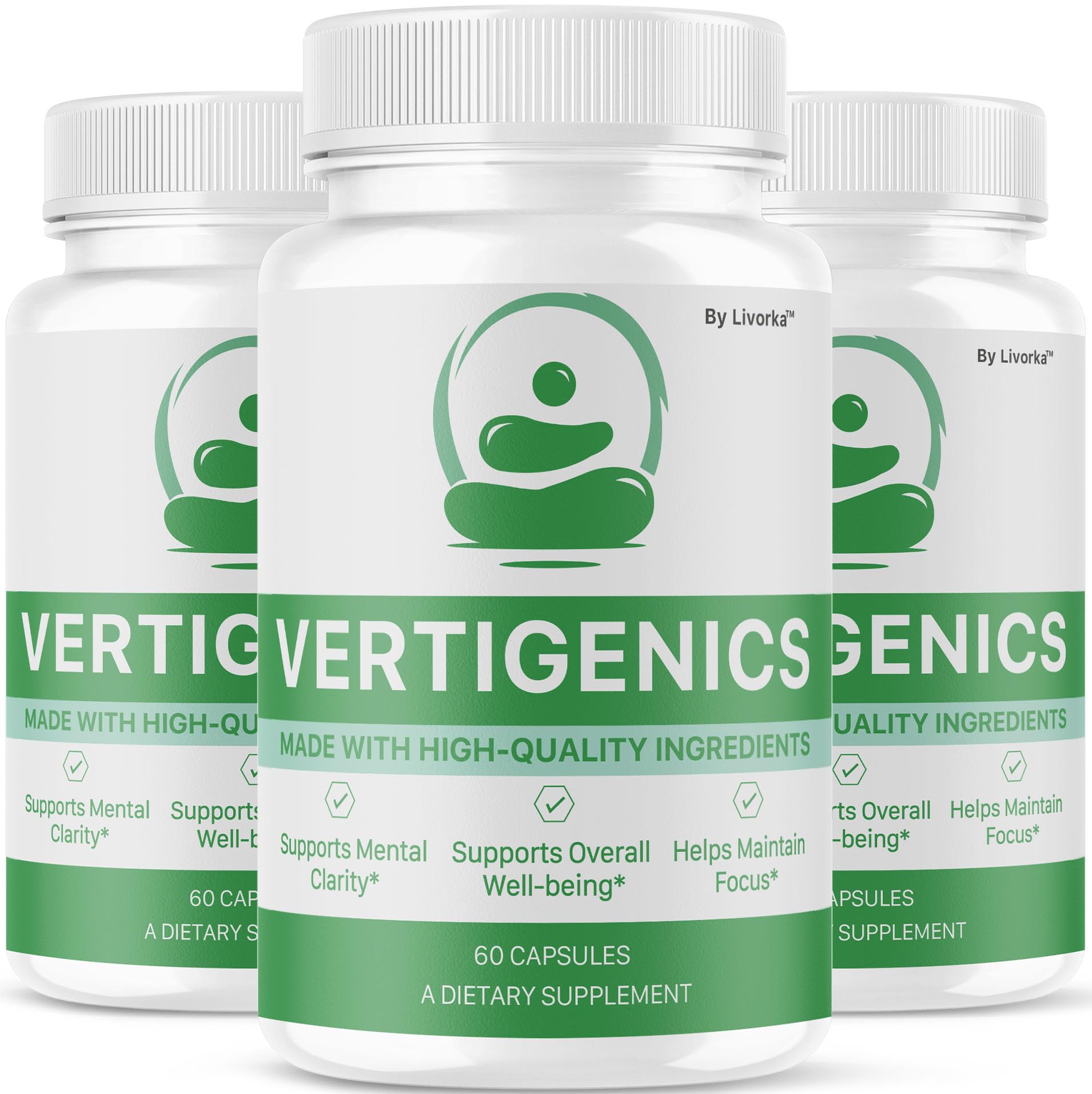 LIVORKA (3 Pack) Vertigenics Supplement Capsules, 180 Capsules for 3 Months