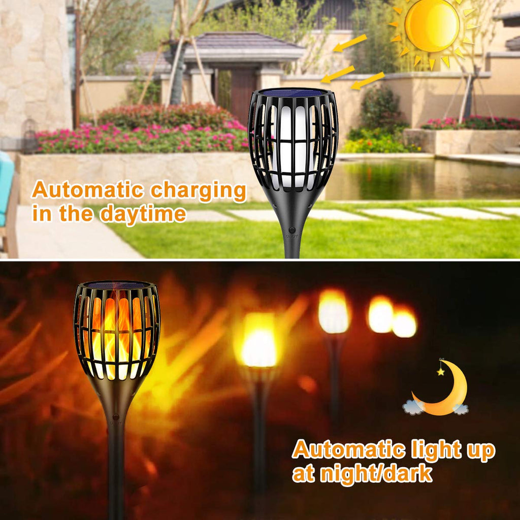 Ollivage Solar Lights Outdoor 43" Flickering Flame Solar Torch Lights