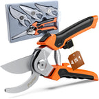 Preciva 4-in-1 Garden Pruning Shears, Gardening Shears with 4 Size Sharp High Carbon Martensitic Stainless Steel Blade, Rustproof, Wear-resistant, Removable, Multi-functional Gardening Tool