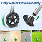 Loyoda Folding Walker with Basket and Glide Skis, 5" Wheels Lightweight Walkers for Seniors and Adults, Supports Up to 350 Pounds, Adjustable Height, Compact Standard Walker