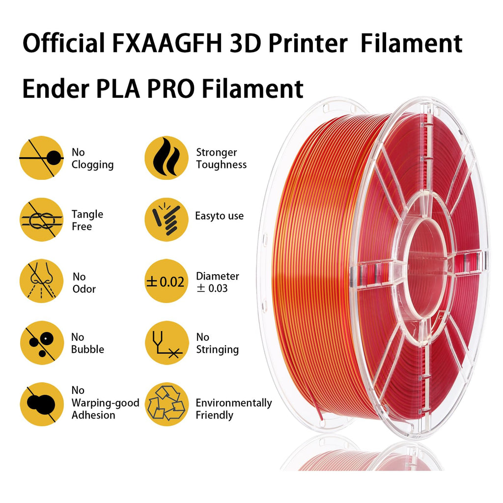 FXAAGFH 1KG 3D Printer Filament Bundle, 3 D PLA Printing Filament 1.75mm, Dual Color, +/-0.03mm, 1kg/2.2lbs Silk Golden Red
