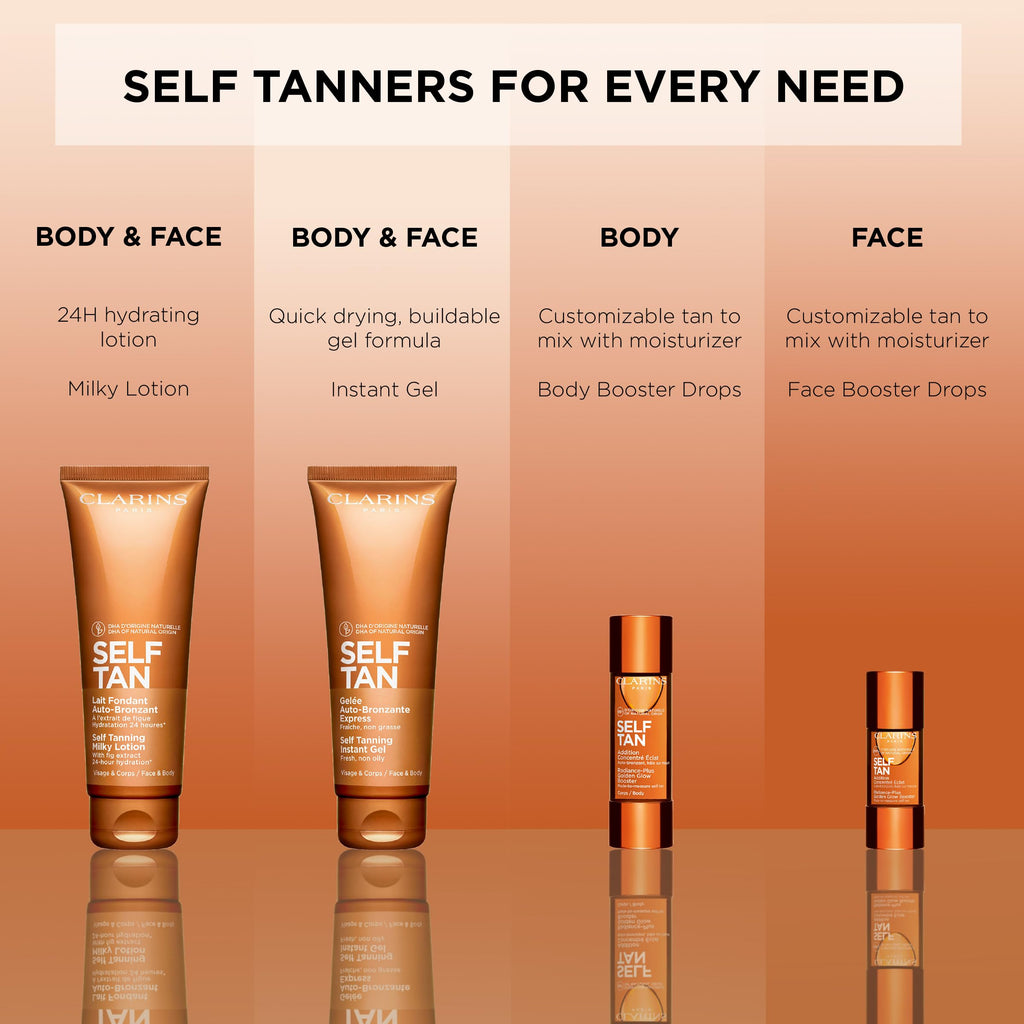 Clarins Self Tanning Face Booster | Self Tanning Drops For Face To Mix With Moisturizer | Natural, Long-Lasting, Streak-No, Buildable Tan | Hydrates | Non-Staining | 99% Natural Ingredients | 0.5 Oz