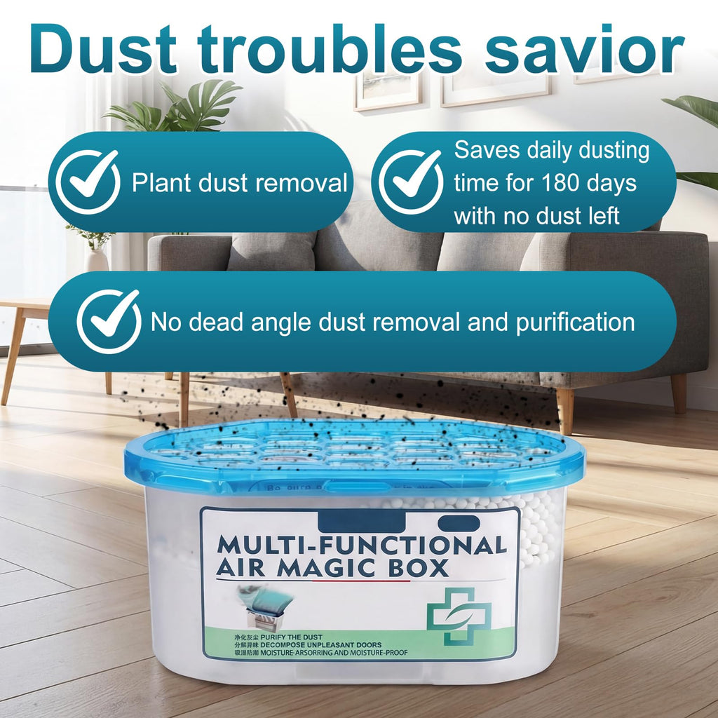 Indoor Air Purification Dust Removal Magic Box, Multi-Functional Air Magic Box, Household Deodorizing Air Freshener, Automatic Dust Collection Purifies for Car, Bedroom, House, Office（230g)