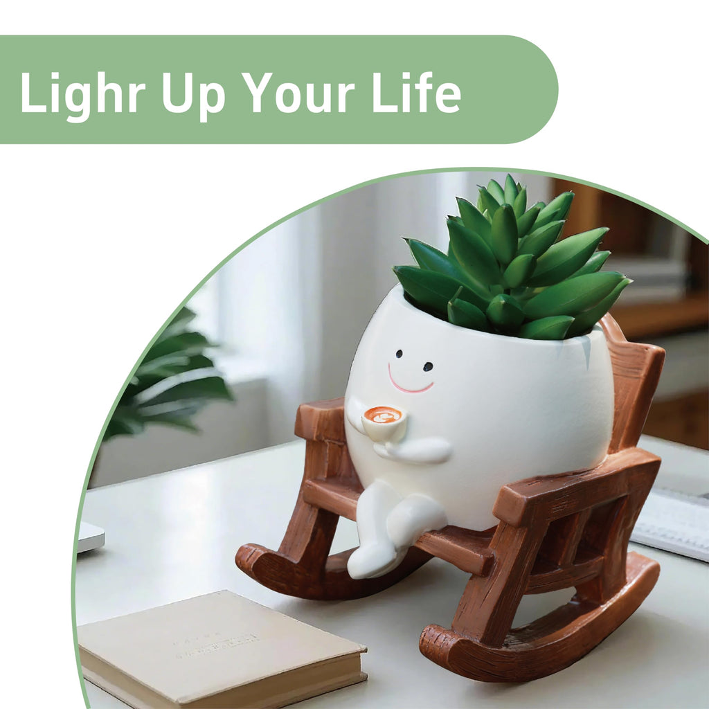 yiilead Smiley Face Planter Pot, Cute Coffee Plant Pots for Indoor Outdoor