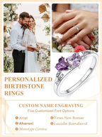 Custom4U Sterling Silver Rings for Women Personalized Name Ring