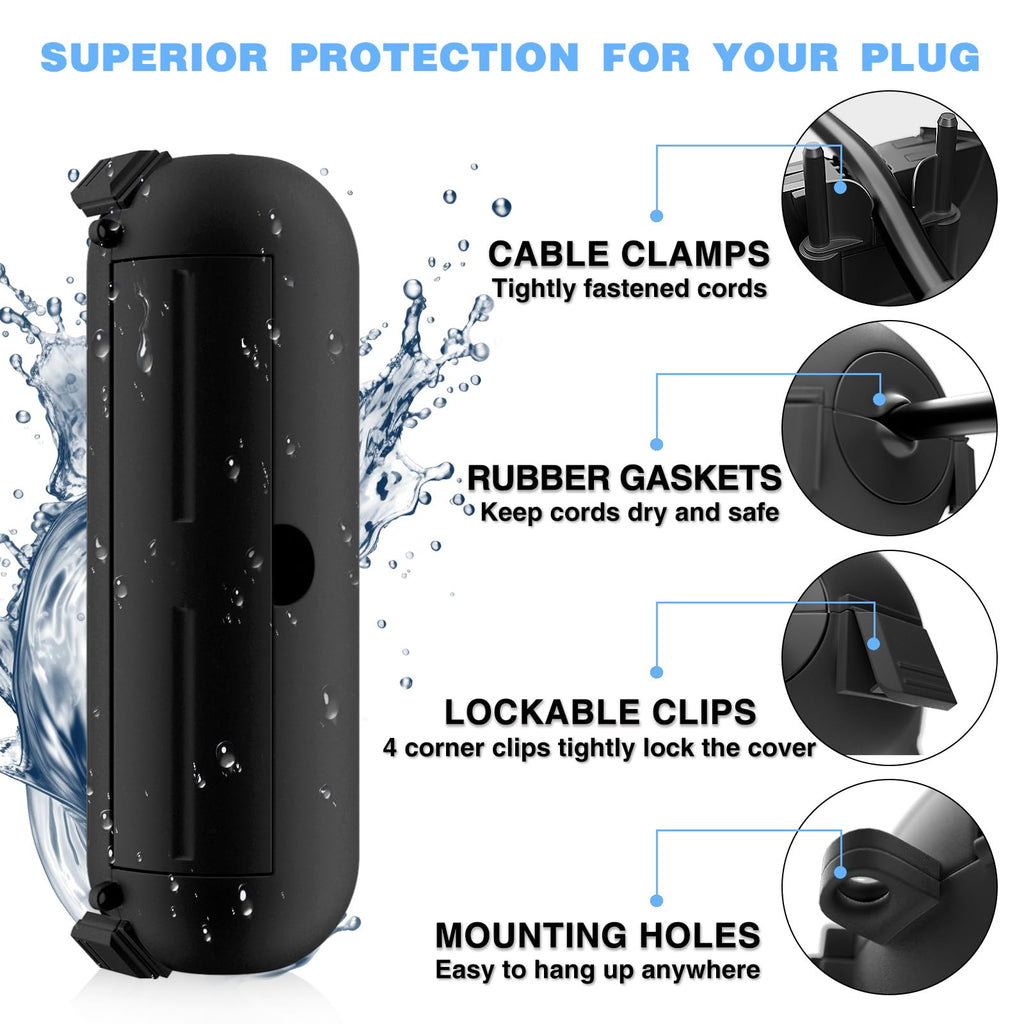 [6 Pack] Flemoon Outdoor Extension Cord Safety Cover with Waterproof Seal