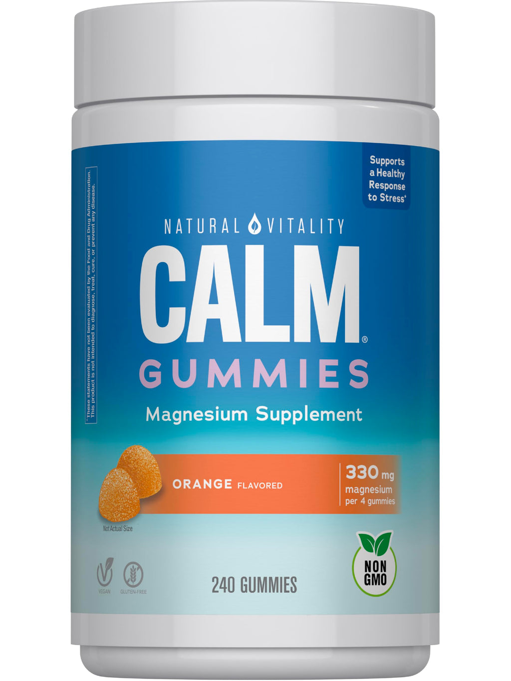 Natural Vitality Calm Magnesium Gummies | 330mg Per Serving | Orange Flavored Supplement | Gluten-Free & Vegan | 240 Count