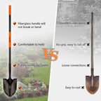 AgroPro Heavy Duty Shovel, 58 Inches, Black, High Carbon Steel, Fiberglass Handle, Modern Style