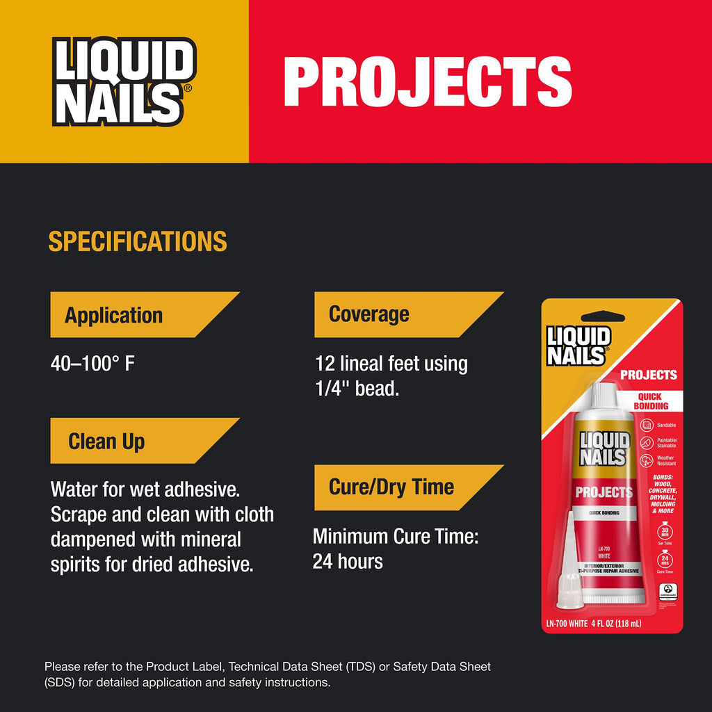 Liquid Nails LN-700 4-Ounce Small Projects and Repairs Adhesive