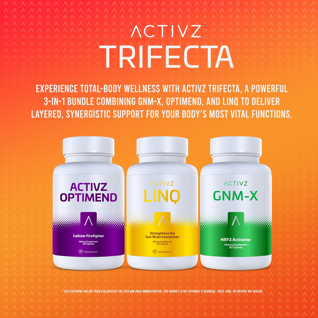 ACTIVZ - Trifecta - GNM-X, Optimend, LINQ - Supports Nrf2, Flexibility, Brain & Gut Function, Immune System, Skin & Cell Function - 3 Pack
