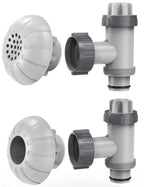 SUMMERBUDDY Above Ground Pool Parts, Replacement Pool Pump Part for Intex/Bestway/Coleman with Plunger Valve, 1.5" Outlet Strainer & Inlet Nozzle, Pool Hose Adapter for Intex Sand Pump (Grey)