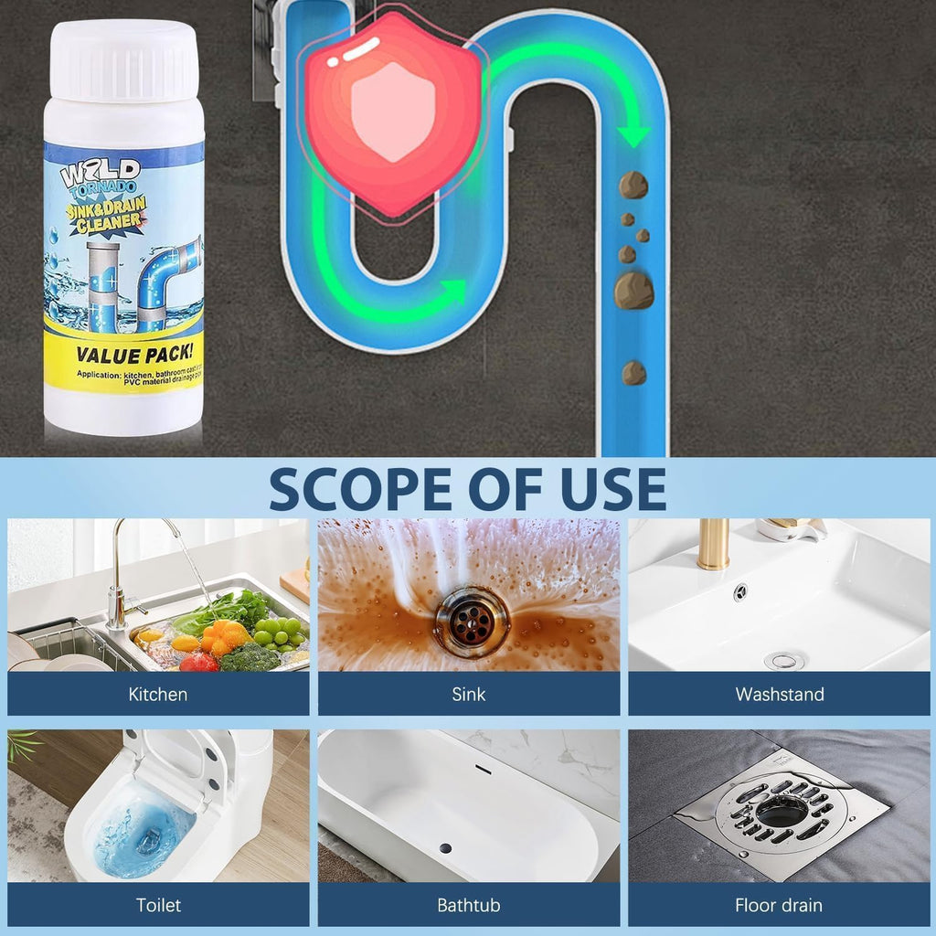 Sink & Drain Cleaner Powder - Pipeline Dredging Agent for Kitchen & Bathroom (4PCS)