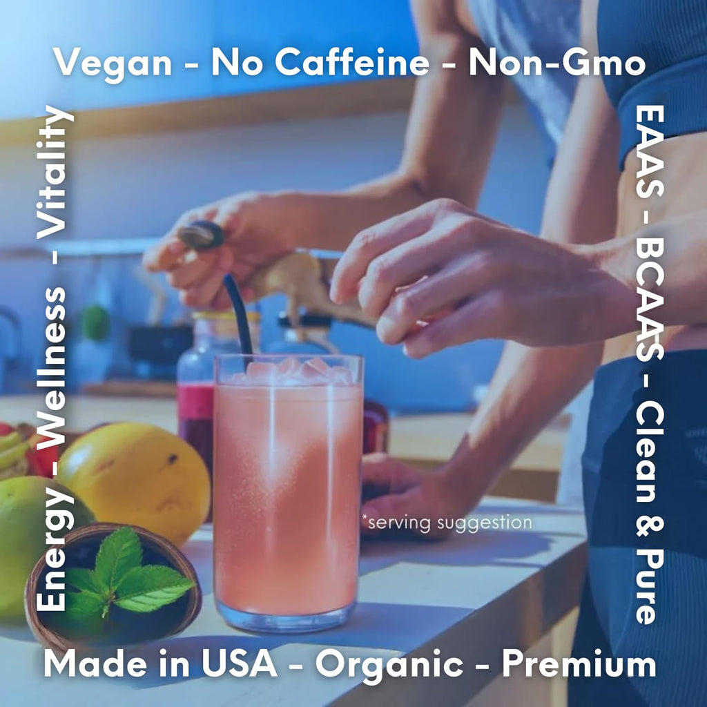 FundAminos EAA + BCAA Amino Acid Powder | Organic, Vegan, Plant-Based | Complete Essential Aminos for Everyday Nutrition | Optimized Protein Utilization | Refreshing Superfruits Blend - 60 Servings