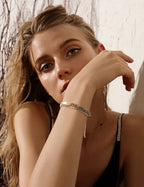 WOWORAMA Gold Hammered Bangle Bracelet for Women, Gold-Plated