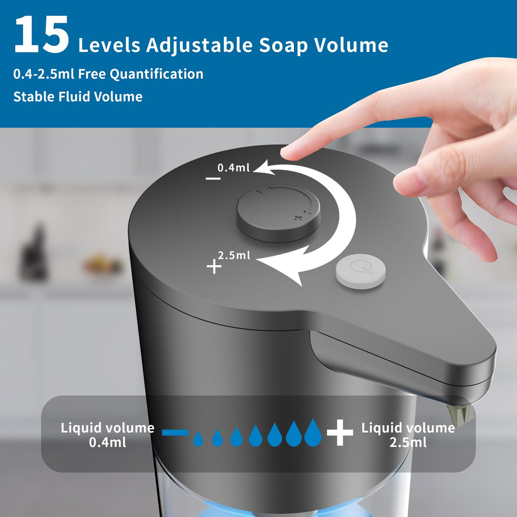 Automatic Soap Dispenser Touchless,Simple Physical Adjustment,Low Battery Consumption Hand Dish Soap Dispenser Kitchen Bathroom,Hands Free Auto