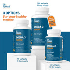 Dr. Tobias Omega 3 Fish Oil 2000mg Triple Strength with 800mg EPA 600mg DHA Per Serving | Fish Oil Omega 3 Supplements for Heart Brain & Immune Support - 180 Softgels (90 Servings)