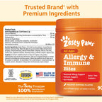 Zesty Paws Dog Allergy Chews - Dog Allergy Relief, Peanut Butter, 90 Ct