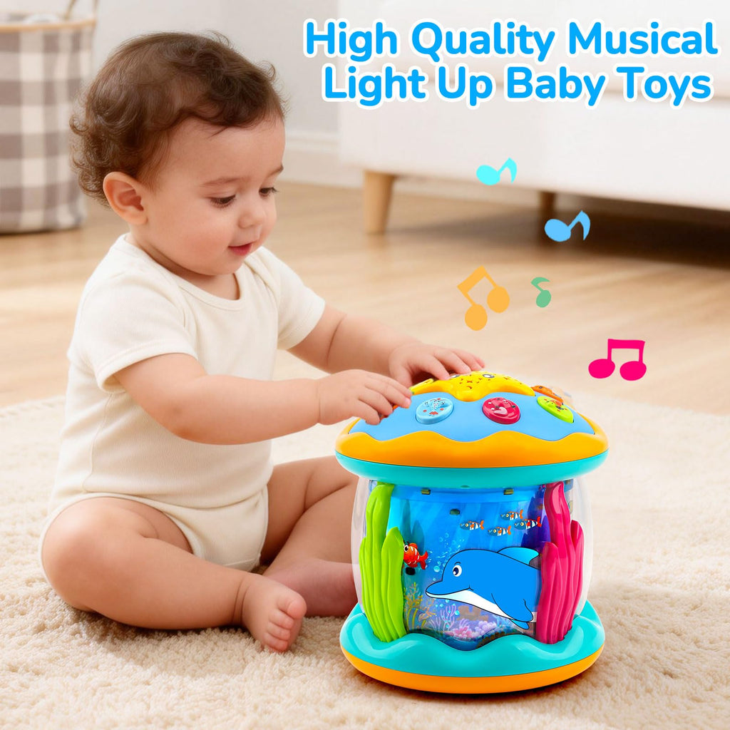 Tsomtto Toddler Toys Ocean Projector Rotating Musical Learning Toys