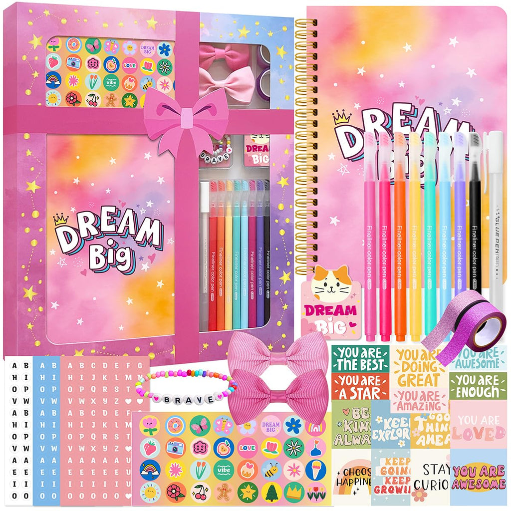 renee atmos DIY Journal Kit for Girls - Arts & Crafts Gifts for Girls 8 9 10 11 12 13 14 Years Old, Scrapbook Diary Supplies Set, Tween Teen Girl Trendy Stuff - Gifts for Girls 8-12 Deals
