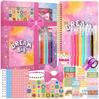 renee atmos DIY Journal Kit for Girls - Arts & Crafts Gifts for Girls 8 9 10 11 12 13 14 Years Old, Scrapbook Diary Supplies Set, Tween Teen Girl Trendy Stuff - Gifts for Girls 8-12 Deals