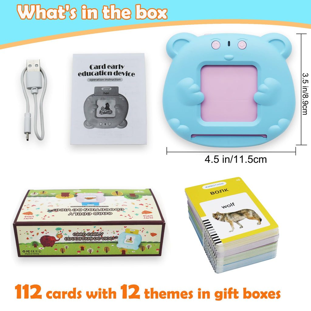 MAYAPHILOS Russian and English Bilingual Talking Flash Cards with 224 Sight Words Fun Russian Language Learning Toys for Kids, Audible Pocket Speech for Toddlers Preschool Birthday