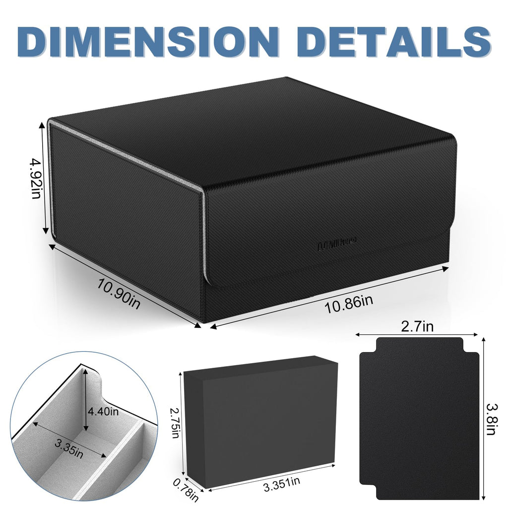 Mlikero Card Deck Case, Trading Card Storage Box for Magnetic Cards Holder and Hard Plastic Cards Protectors, Leather Magnetic Closure Deck Box Fit for MTG, TCG