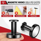 Buelkmag Magnetic Hooks for Cruise Cabins, Black 150lb Strong Magnetic Hooks, Magnetic Coat Hook, Heavy Duty Magnets for Wreath, Classroom, Hanging, Grill, Cruise Ship, Camping, 6Pcs