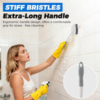 3 Pack Heavy Duty Scrub Brush Set for Household Use, Long Scrub Brush, Handheld Scrub Brush, and Crevice Brush with a Scraper Head for Cleaning Bathroom, Tile, Grout, Tub, Floor, Sink