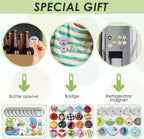 Button Maker Machine Pin Maker 1''+1.25''+2.25'' Button Making Supplies, DIY 300 Pinback Button/10 Keychain Badge/10 Bottle Opener Button/10 Flat Badge for Christmas Party (Green, 1''+1.25''+2.25'')
