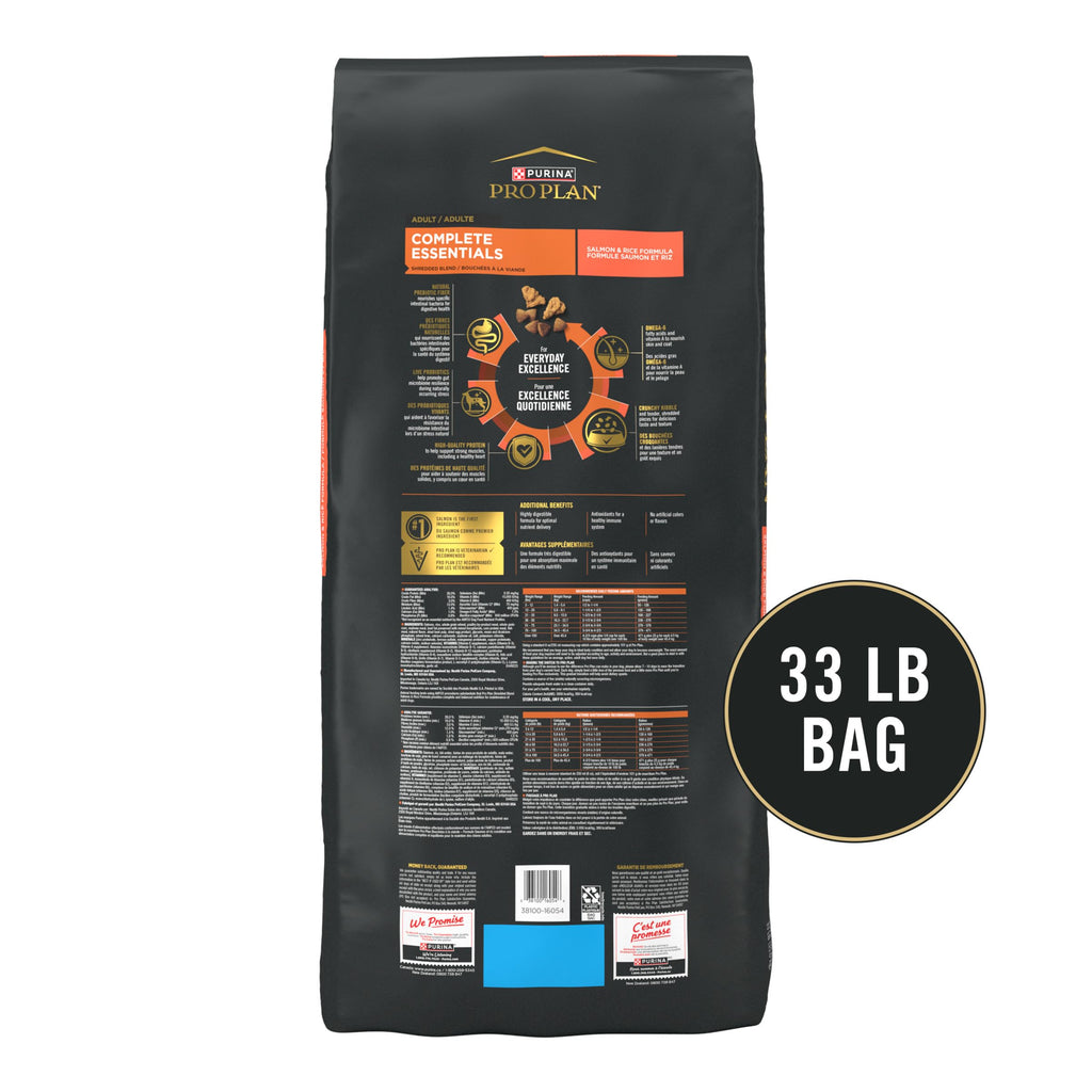 Purina Pro Plan Complete Essentials Salmon & Rice Dry Dog Food, 33 lb Bag