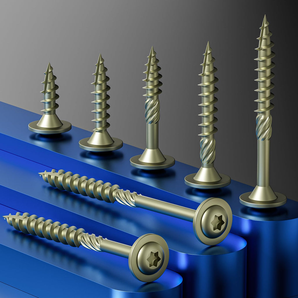 Wensilon (2 lbs)#12 x 6 Yellow Lag Screws, Structural Wood Screw, Heavy Duty Construction Screw, Rust Resistant, Washer Head, Black Coated Exterior Wood Screws, Star Drive with Bit