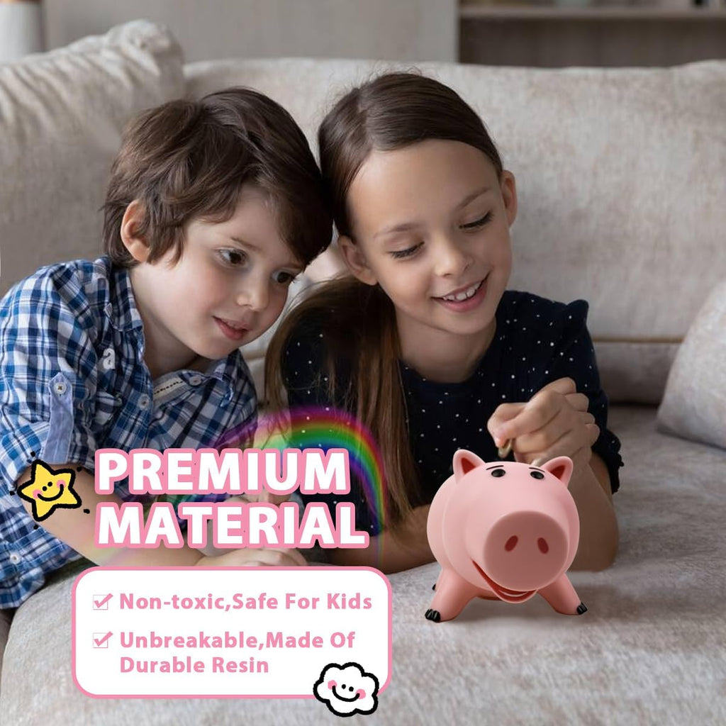 Piggy Bank Unbreakable Cute Pink Pig Money Bank Plastic Saving Coin Bank for Kids Christmas Birthday Toy Gift