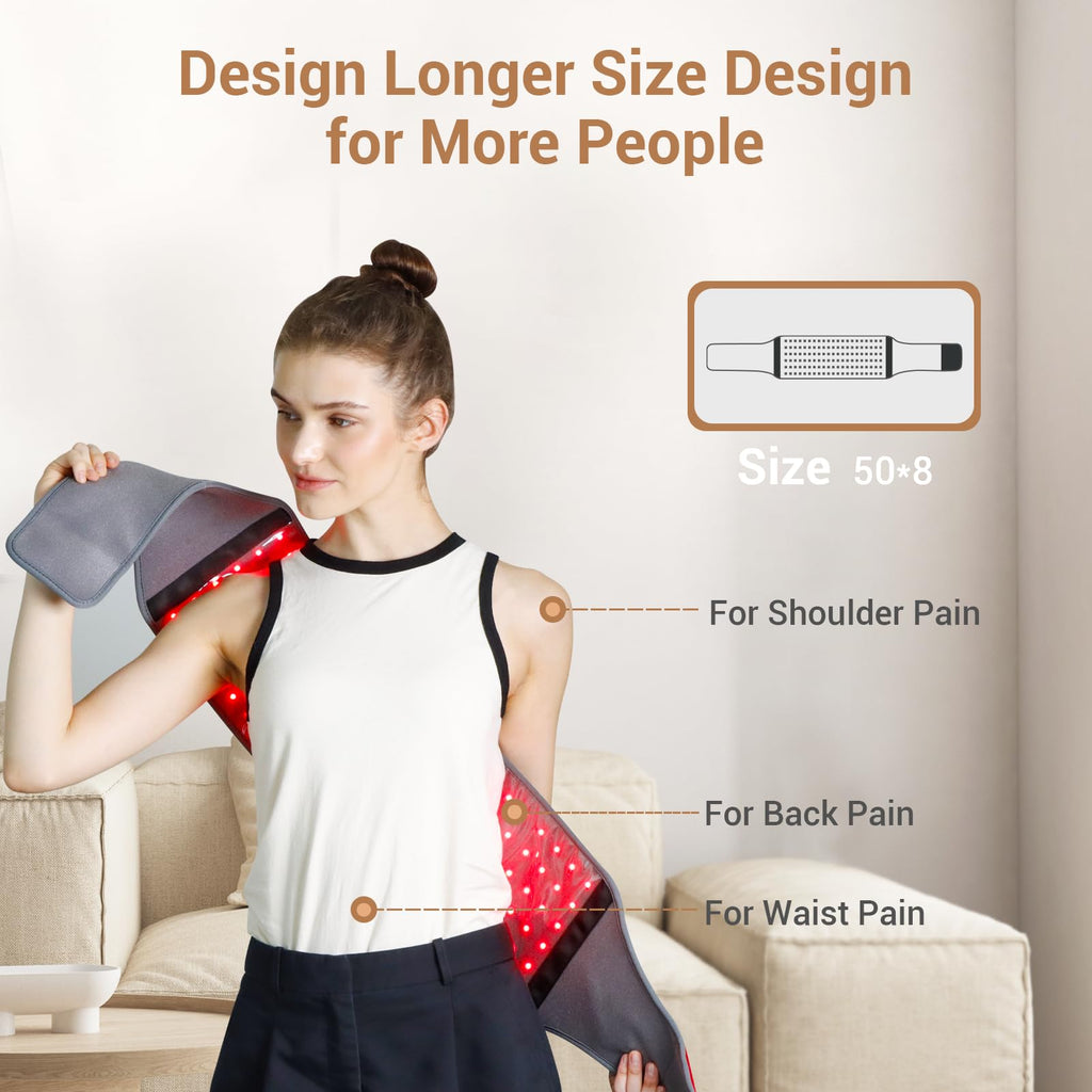 Comfytemp Red Light Therapy Belt, FSA HSA Eligible Infrared Red Light Therapy for Body, 22W Light Wrap with Pulse for Back Waist Muscle Pain Relief, Improve Joint Inflammation, Gift for Women Men