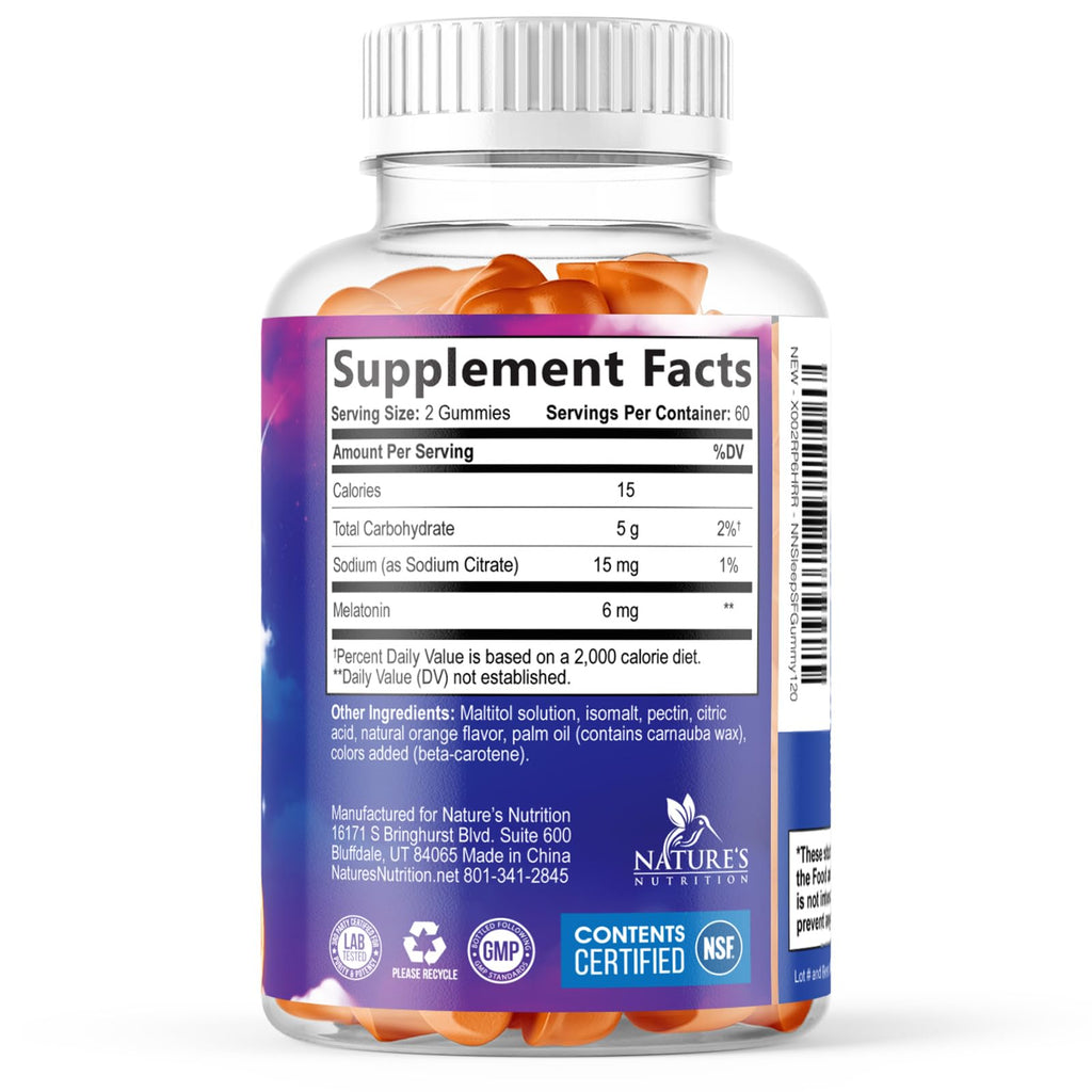 Melatonin Sleep Gummies - 6mg Per Serving - Sugar-Free Sleep Support Melatonin Gummy for Adults - Extra Strength Sleeping Gummy Supplement - Supports Restful Sleep - Tasty Orange Flavor - 120 Gummies