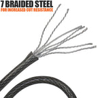 BV Heavy-Duty 15FT Security Cable with Loops - 10mm (3/8 Inch) Cut-Resistant Braided Steel Cable - Versatile & Weatherproof - Security Chain for Padlock, Chain Lock, Wire Lock