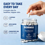 Borniu SkinRenew Probiotic Capsules, Daily Probiotic Supplement, Gut and Skin Wellness Support, Easy Daily Capsule Routine, 60 Capsules