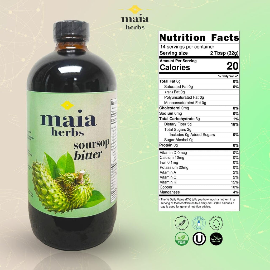 Maia Herbs Soursop Bitters Liquid 16oz - Premium Holistic Immune Boost