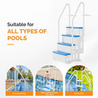 VINGLI Pool Ladder Heavy-Duty Safety Step for Above Ground Pools Stair Entry System with Handrails, White and Grey (White & Blue, 4 Steps)