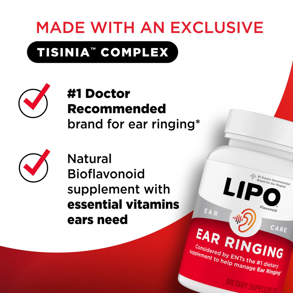 Lipo Flavonoid Ear Ringing - Doctor-Recommended for Ringing Ears – Clinically Proven Lemon Bioflavonoid Complex with Vitamins C, B1, B2, B6, B12, & Calcium - 100 Caplets