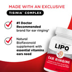 Lipo Flavonoid Ear Ringing - Doctor-Recommended for Ringing Ears – Clinically Proven Lemon Bioflavonoid Complex with Vitamins C, B1, B2, B6, B12, & Calcium - 500 Caplets