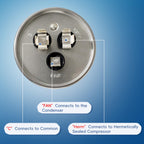 QYCKFIXR AC Capacitor 45+5 uF 45/5 MFD ±6% 370V/440VAC CBB65 Dual Run Circular Start Capacitor for Heat Pump Air Conditioner，Ten Years of Coverage