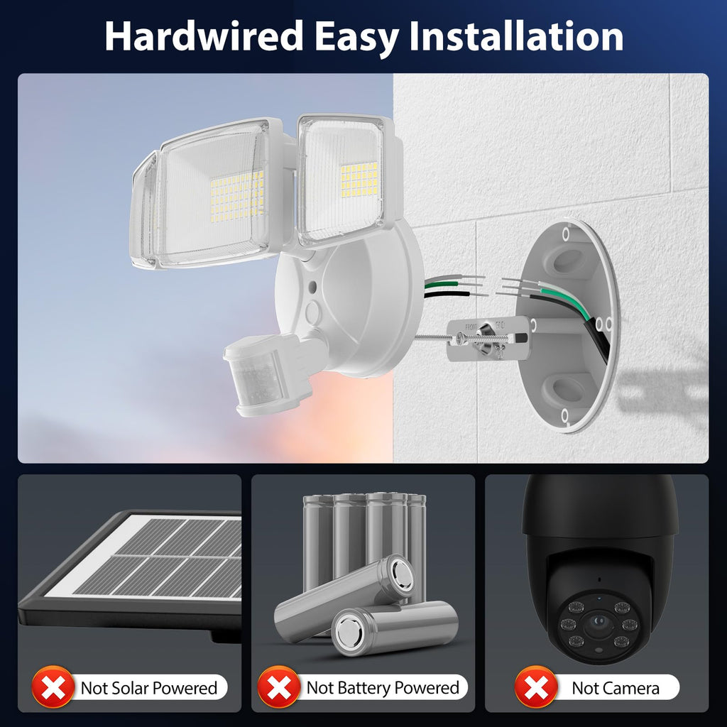 Onforu 100W LED Motion Sensor Outdoor Lights, Dusk to Dawn Flood Light Outdoor Motion Sensor, Hardwired Security Lights Floodlights Outside 11000LM 6500K Daylight IP65 Waterproof (White)