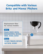 FilterLogic PF06 Pitcher Water Filter, Replacement for Brita® Classic 35557, OB03, Mavea® 107007, and Brita® Pitchers Grand, Lake, Capri, Wave, Amazon Basics® 10-Cup Pitcher, NSF Certified, 6 Pack